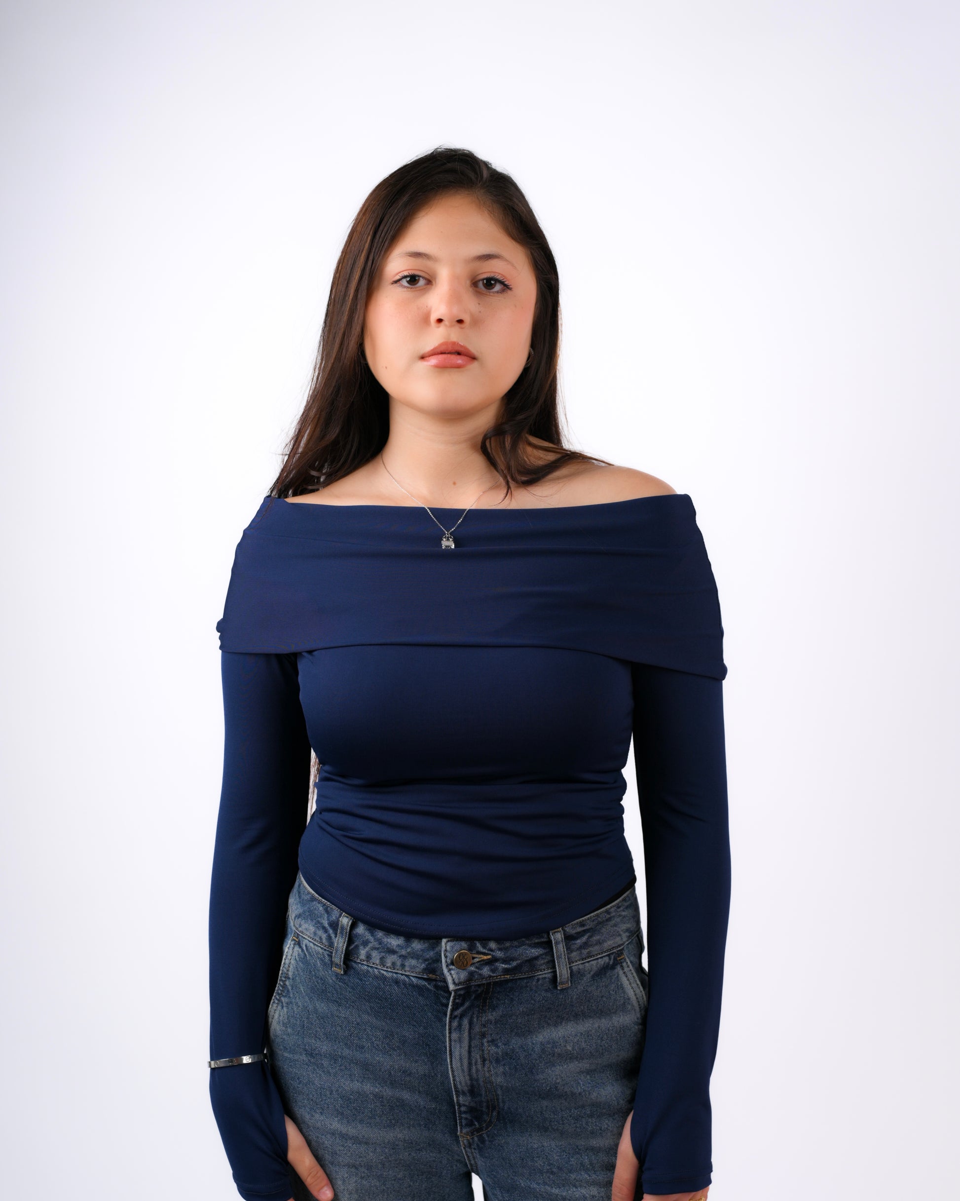 Masquerade OFF Shoulder Long Sleeves - Blue