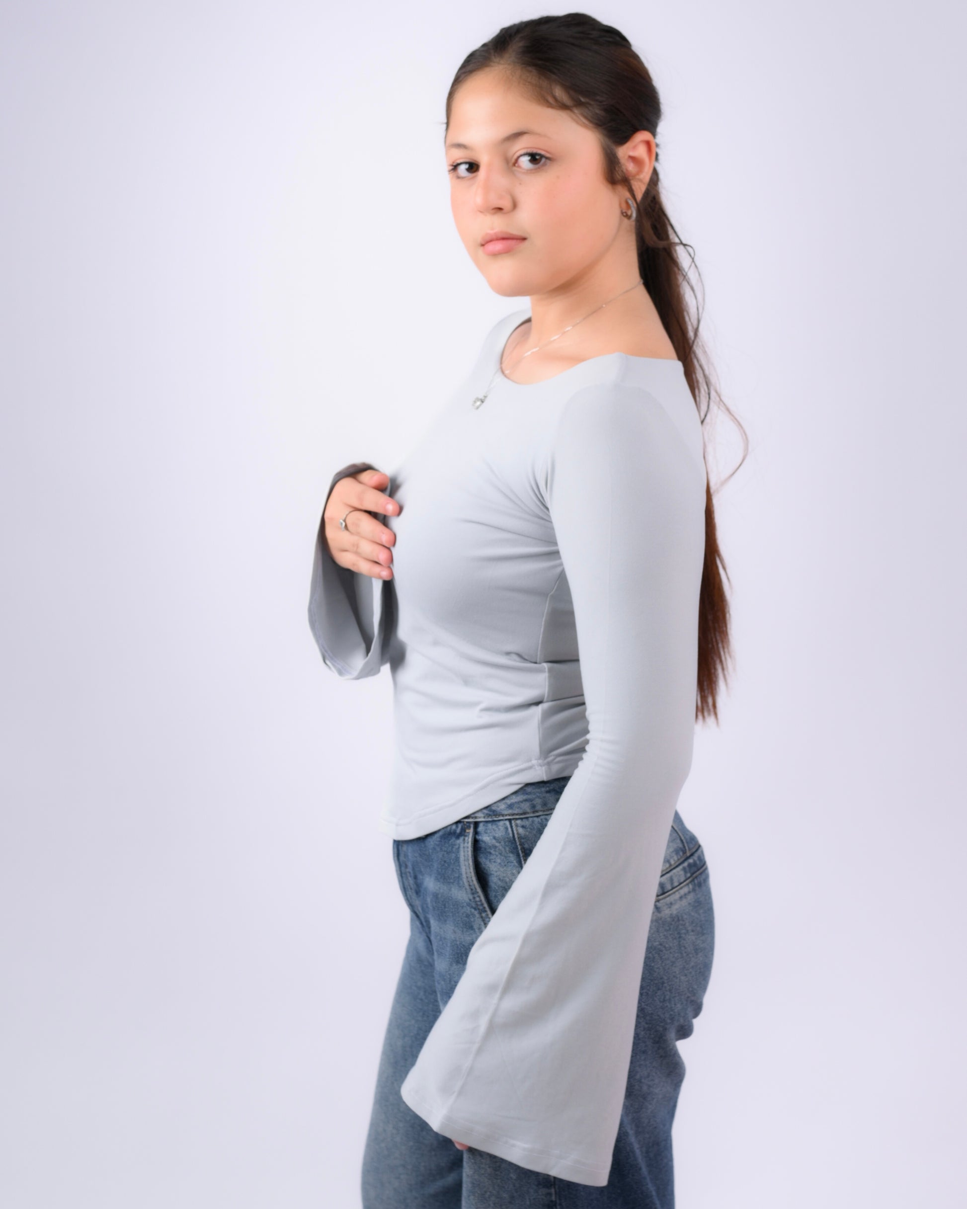 Masquerade Wide Long Sleeves - Light Grey