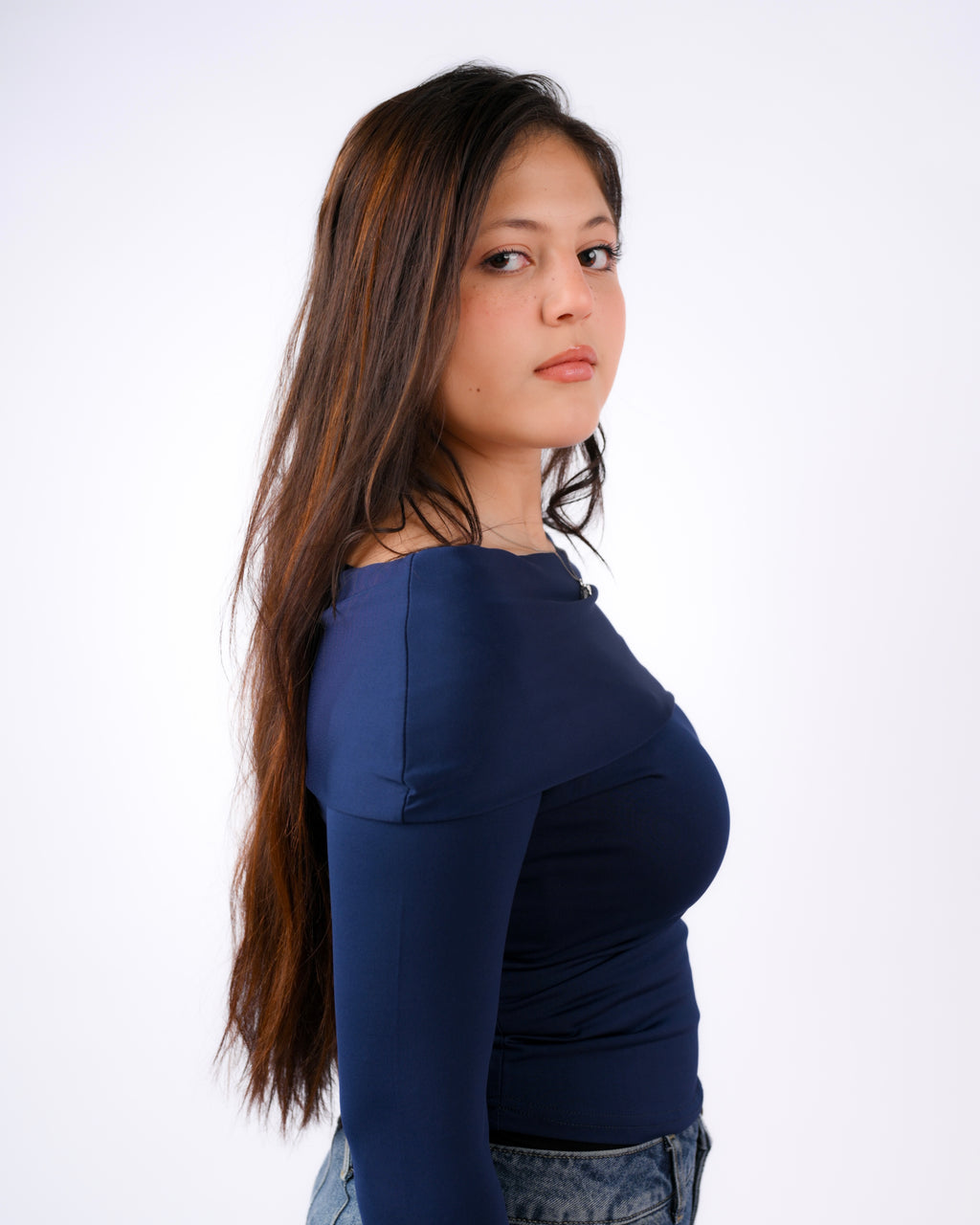 Masquerade OFF Shoulder Long Sleeves - Blue