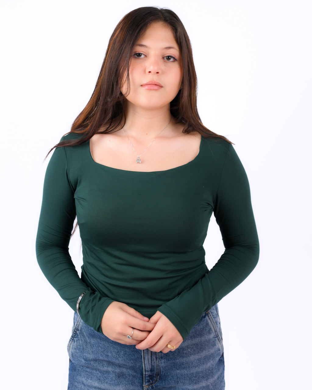 Masquerade Square Neck Long Sleeve - Dark Green
